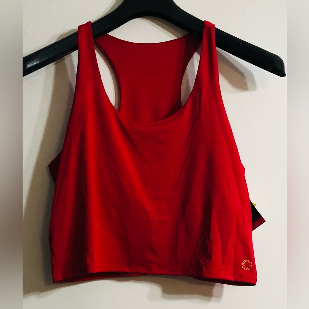 Women’s sleeveless crop top w/under bras stretchy pull over XL